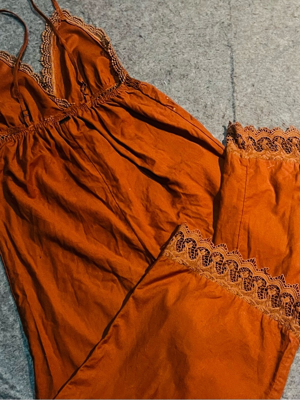 Billabong Rust Lace-Trim Wide-Leg Jumpsuit - Picture 10 of 11